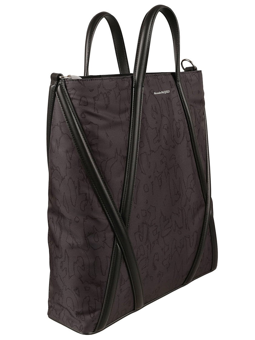 Alexander Mcqueen Textured Black Structured Bag