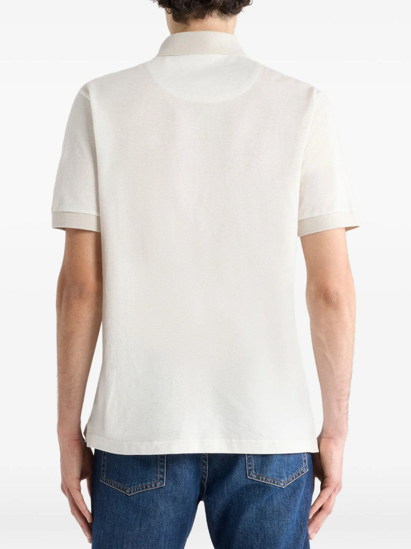 Etro White Roma Short-Sleeve Textured Cotton Polo