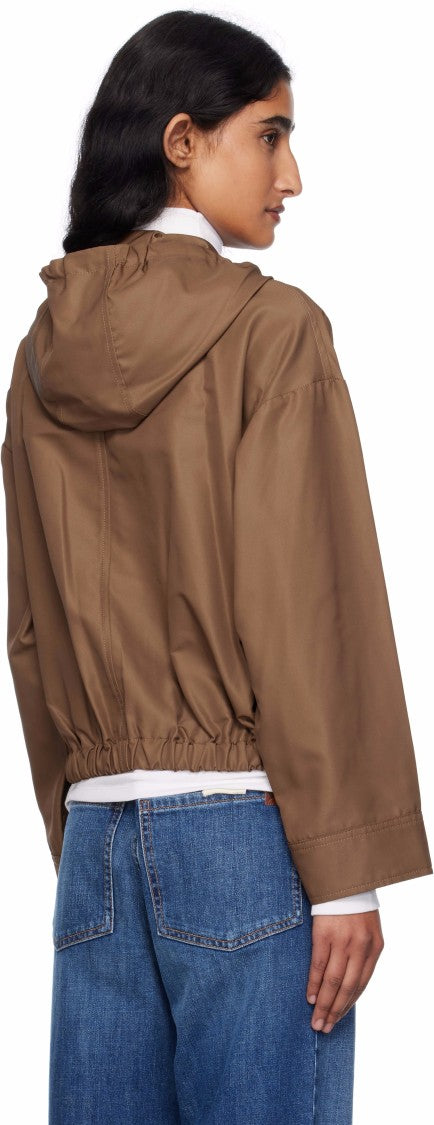 Max Mara Versatile Brown Cropped Jacket With Adjustable Hood