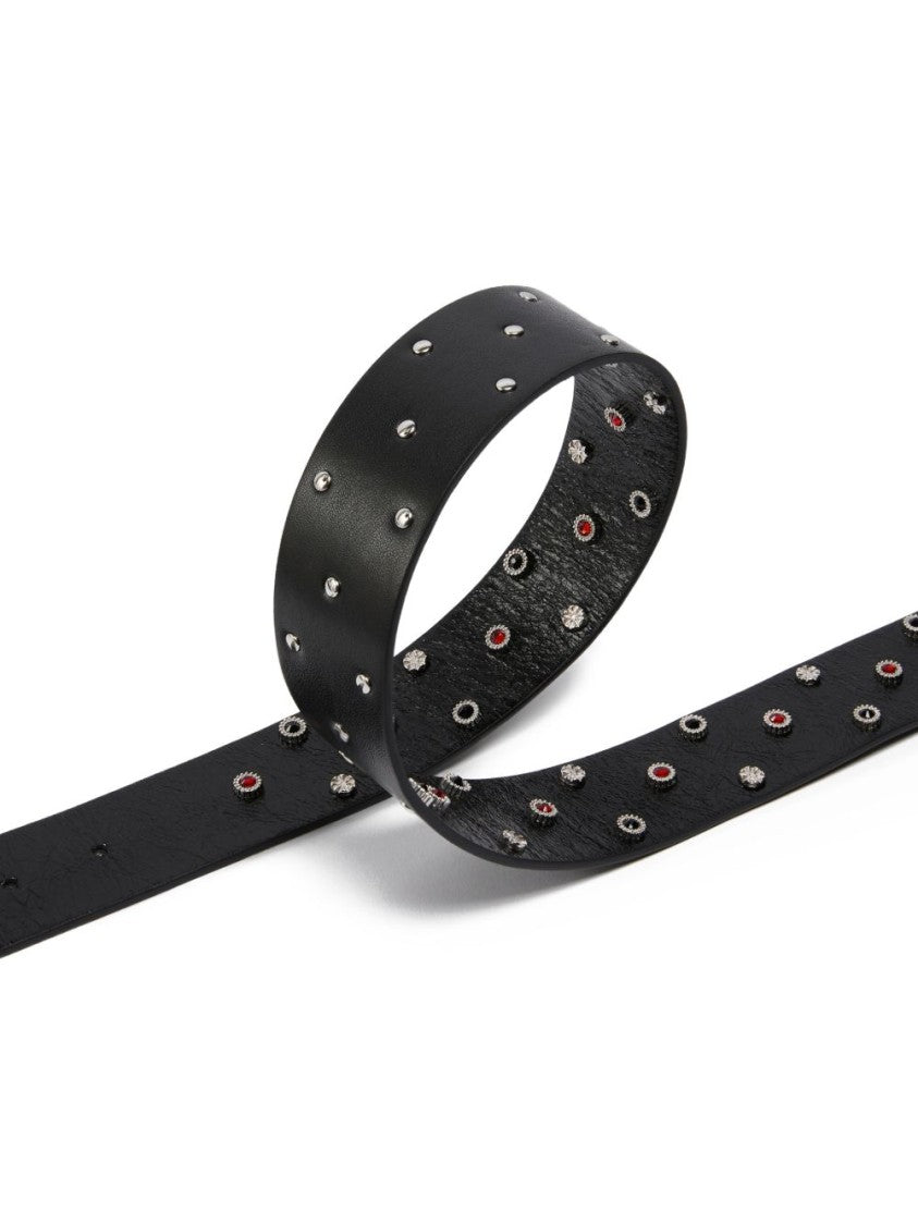 Pinko Black Calf Leather Belt With Silver