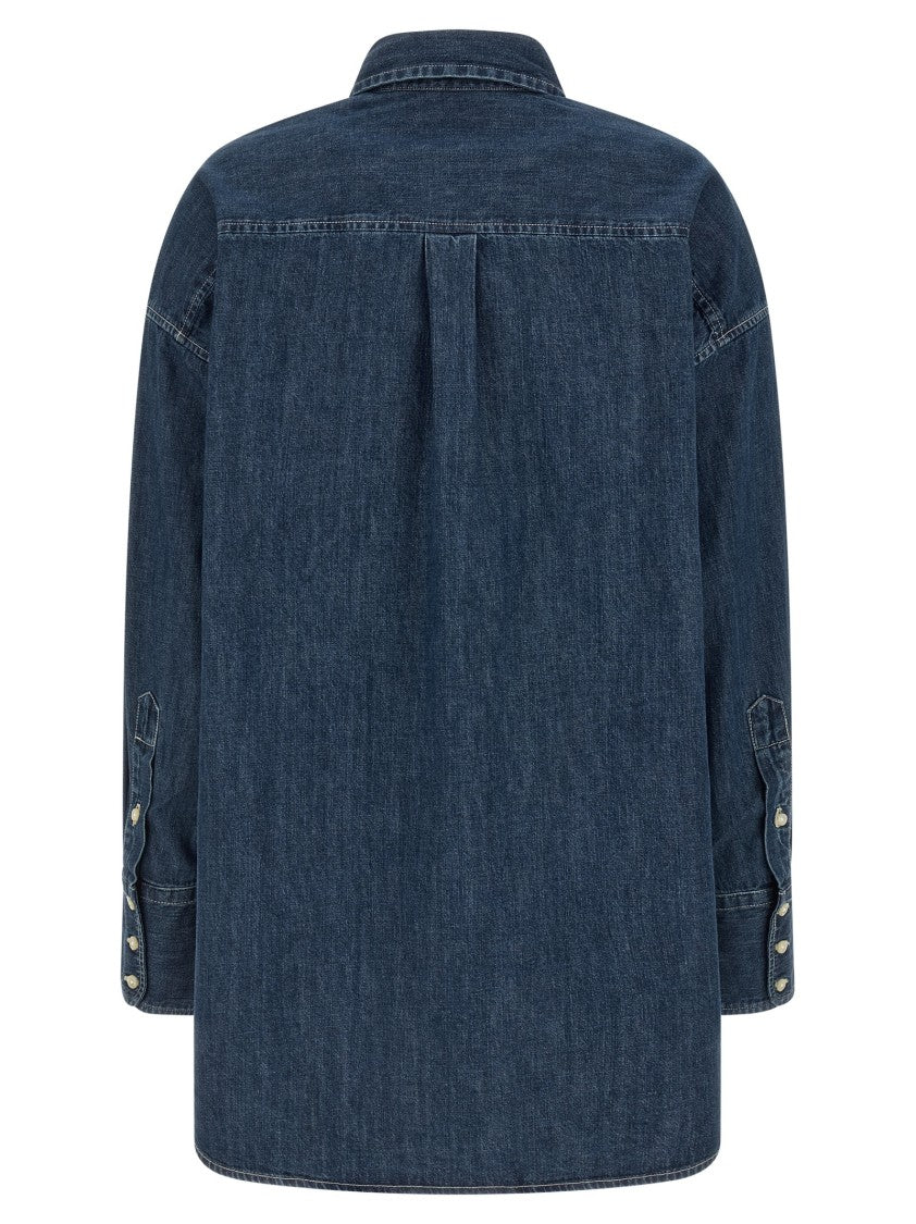 Polo Ralph Lauren Cotton Denim Shirt With Trompe L'oeil Plastron