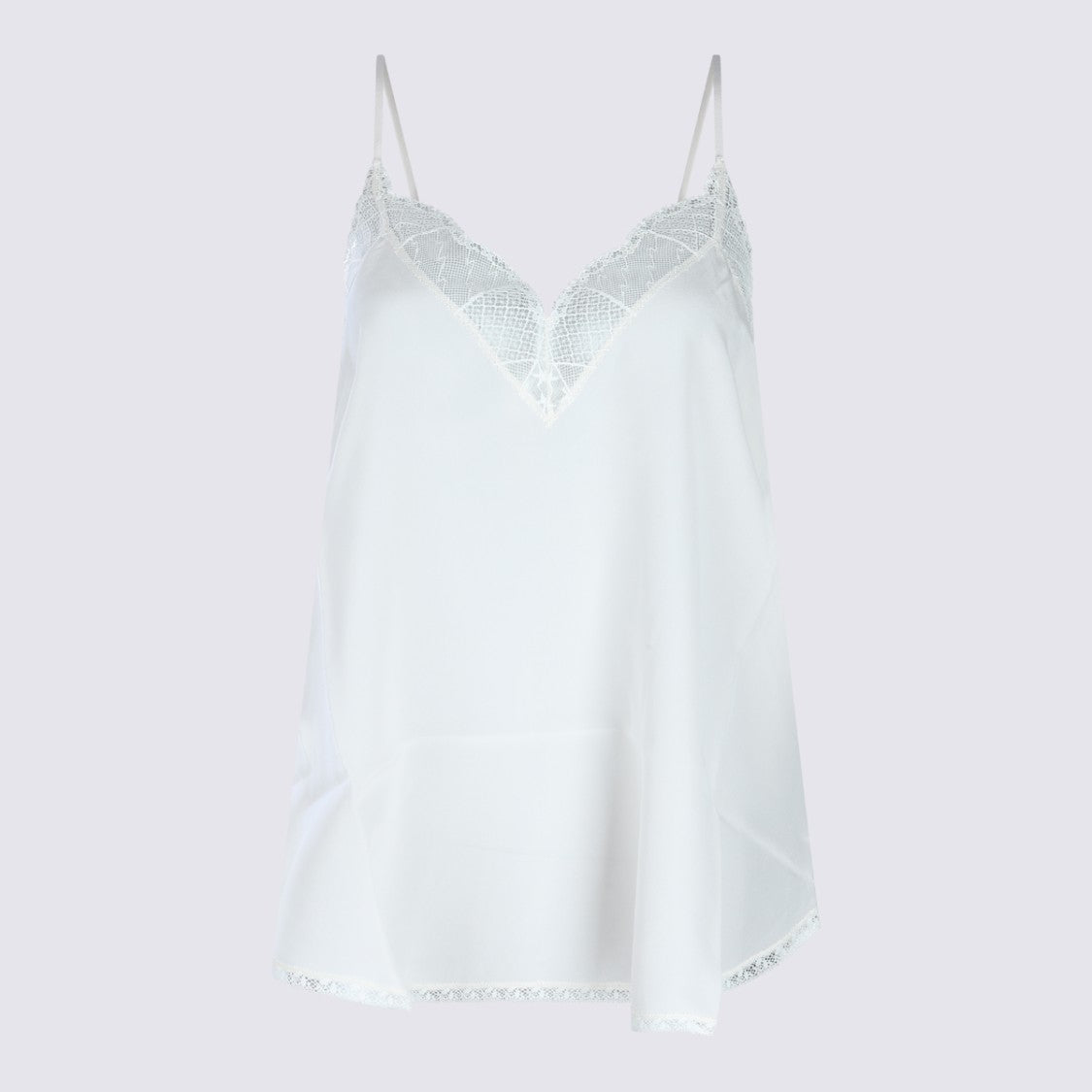 Zadig & Voltaire Silk Top With Intricate Lace And V-Neckline