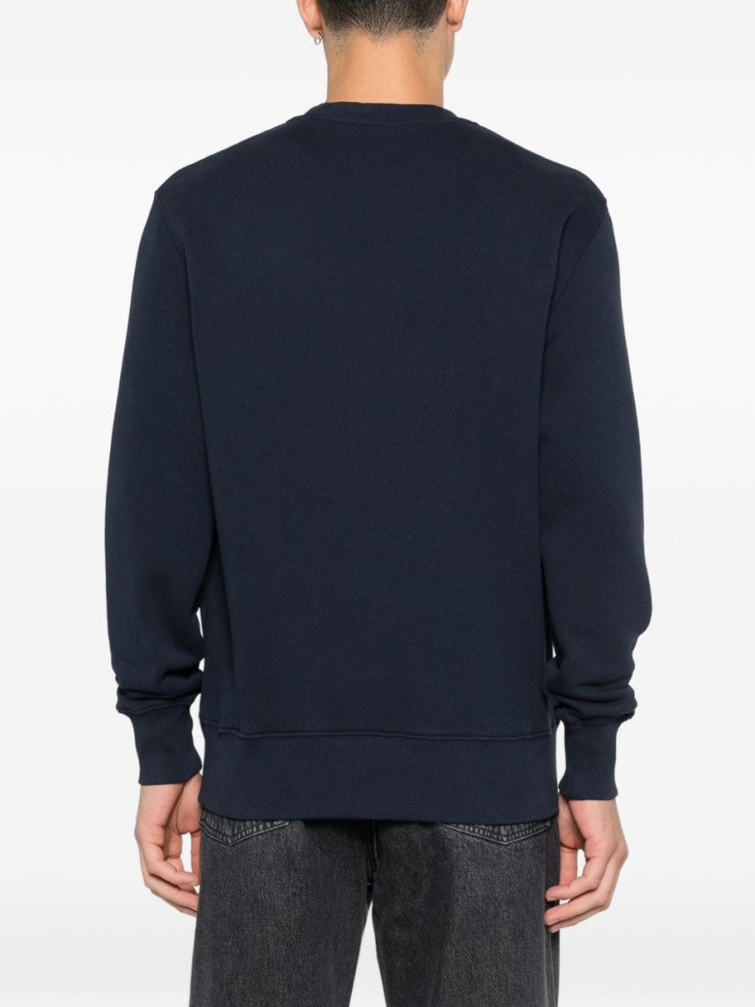 Autry Relaxed-Fit Blue Cotton Sweatshirt With Subtle Logo