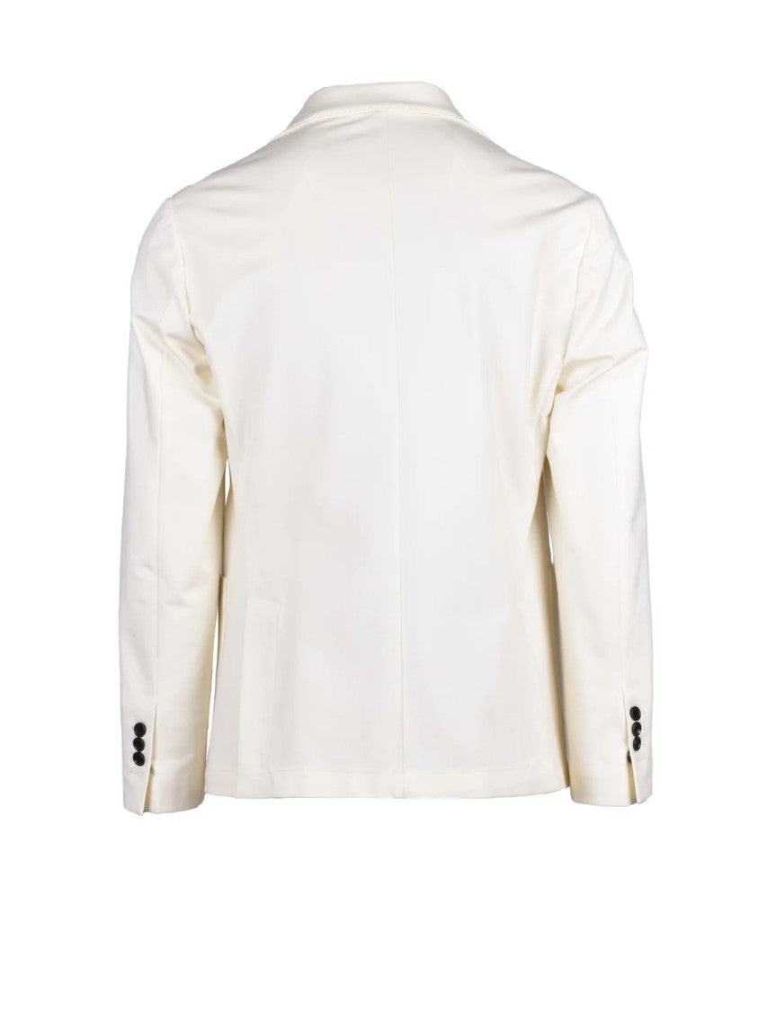 Out/Fit White Stretch Viscose Button Suit