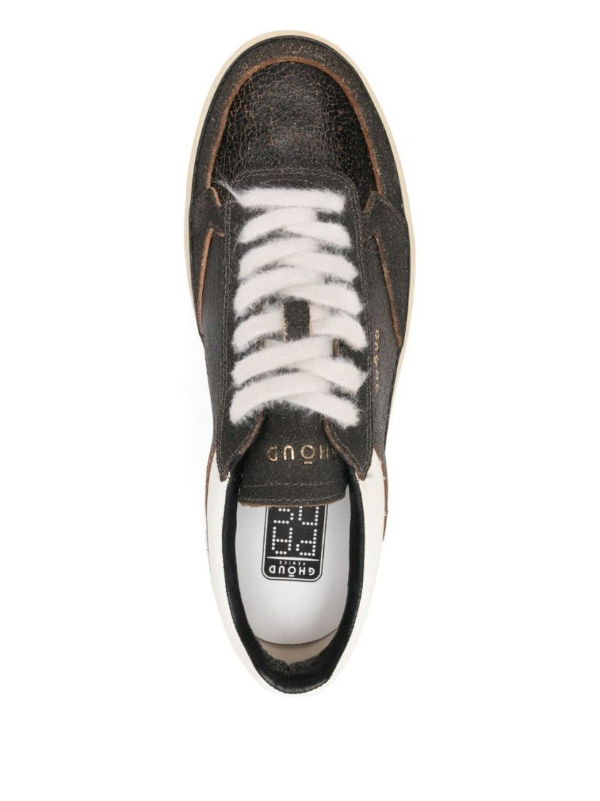 Ghoud Textured Black Leather Low-Top Sneakers