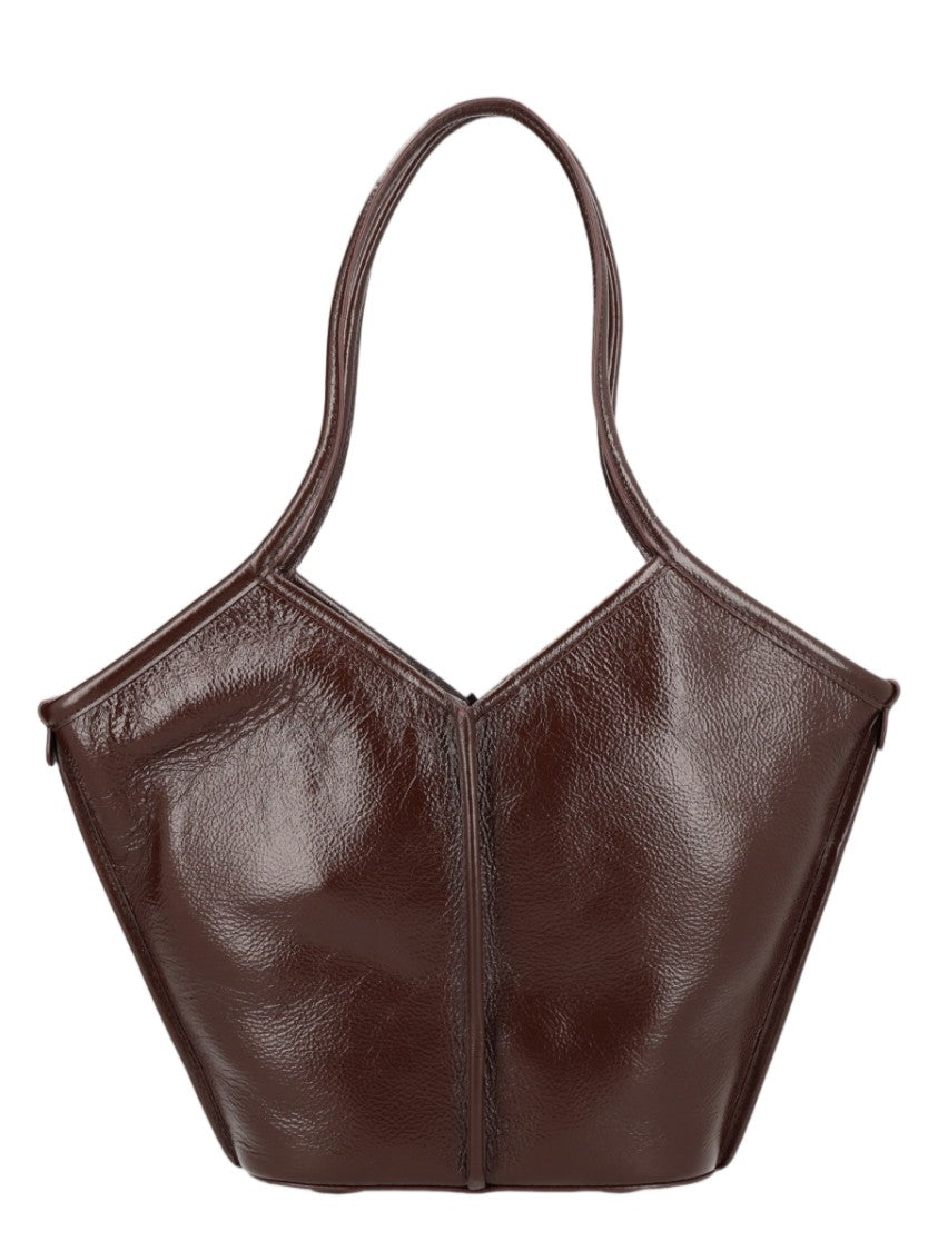 Hereu Brown Structured Calf Leather Shoulder Bag