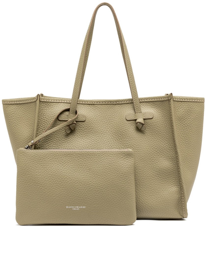 Gianni Chiarini Marcella Rectangular Neutral Pebbled Leather Tote