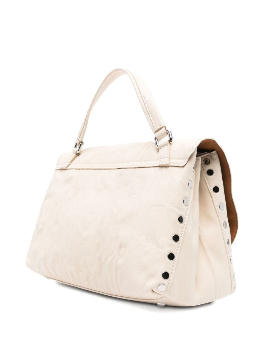 Zanellato Structured Lamb Leather Handbag With Silver-Tone Clasp