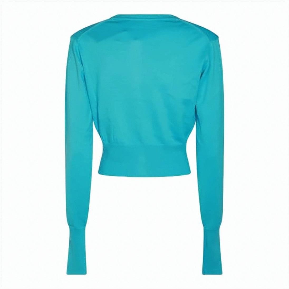 Vivienne Westwood Fitted Turquoise Cropped Cardigan With Button-Down Front And Embroidered Emblem