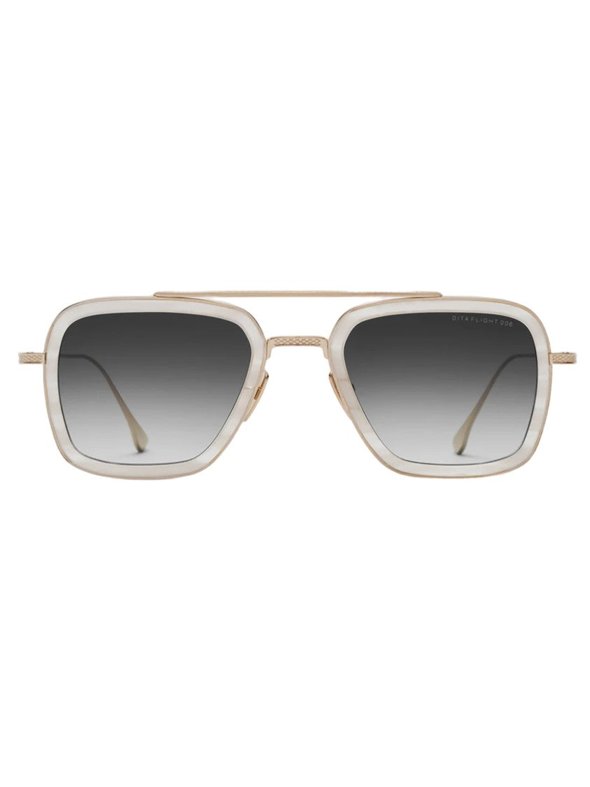 Dita Bold Square Frame Sunglasses With Metallic Accents