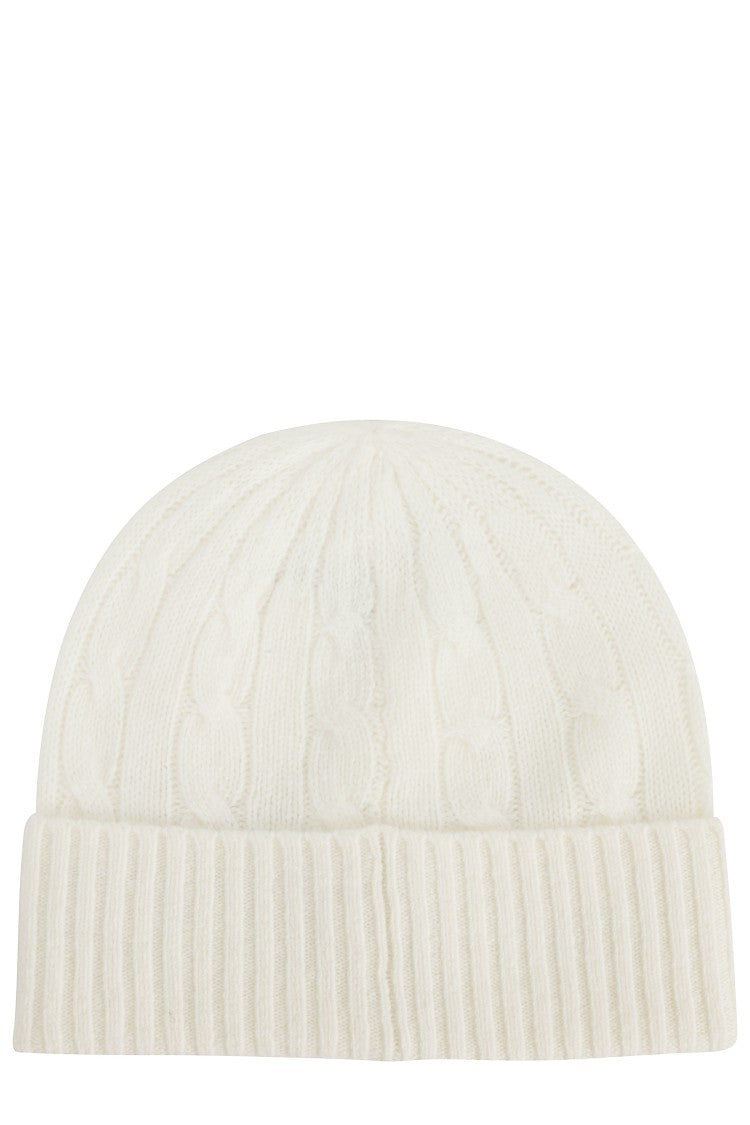 Polo Ralph Lauren Cream Cable Knit Hat With Turned-Up Brim