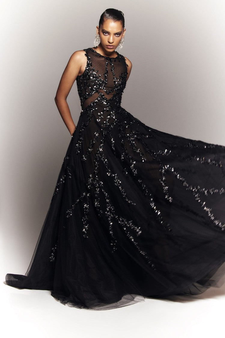 Saiid Kobeisy Tulle Dress With Beading