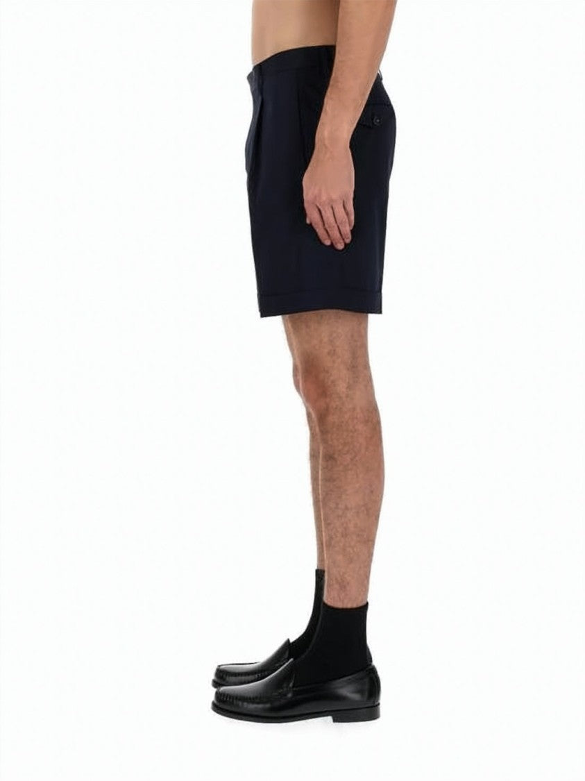 Lardini Tailored Blue Shorts With Cuffed Hems