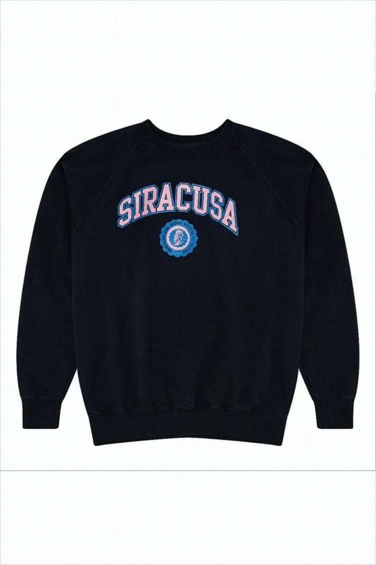 Wild Donkey Relaxed Fit Collegiate Print Long-Sleeve Sweatshirt