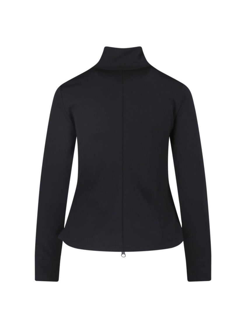 Courrèges Black High Collar Zip Fabric Sweatshirt