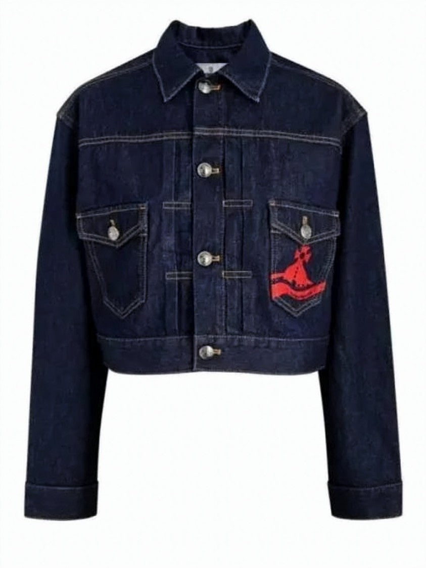 Vivienne Westwood Cropped Denim Jacket With Classic Collar