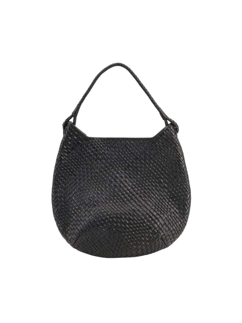 Ibeliv Black Lamia Woven Leather Shoulder Bag