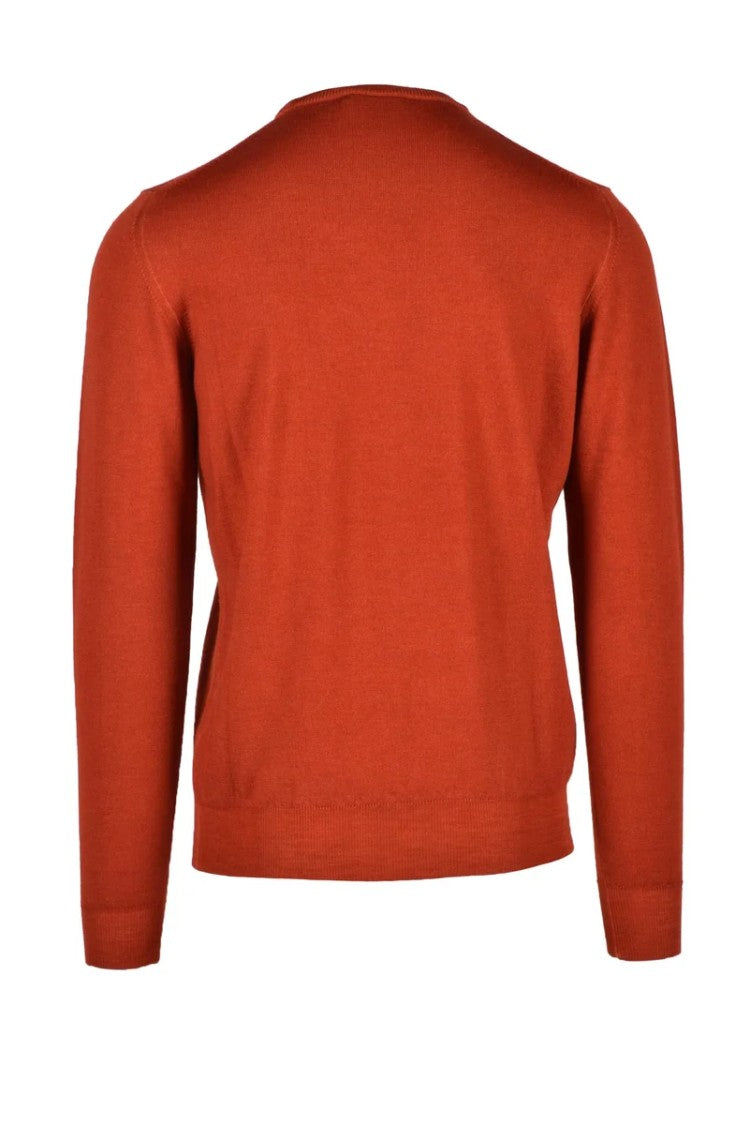 Fama Orange Crewneck Merino Wool Sweater