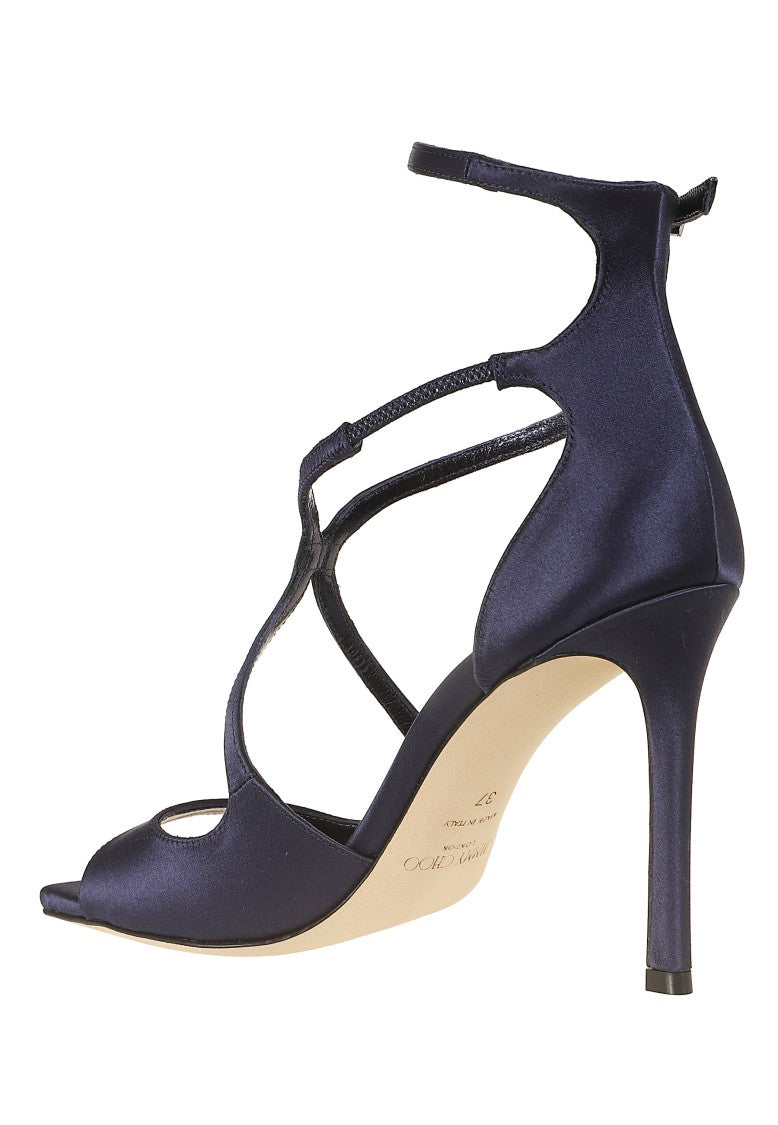 Jimmy Choo Azia 95 Glossy Satin Stiletto Sandals