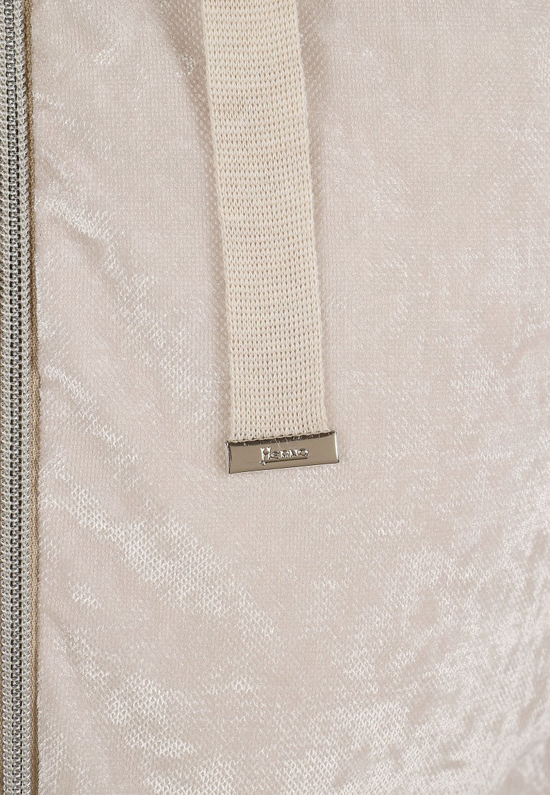 Herno Iridescent Chenille-Effect Down Jacket With Wrap-Around Collar