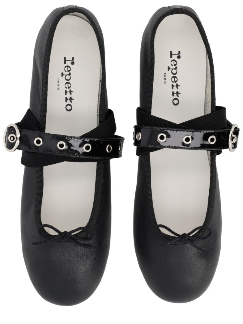 Repetto Ballet Twist Mary Jane Bow Leather Flats