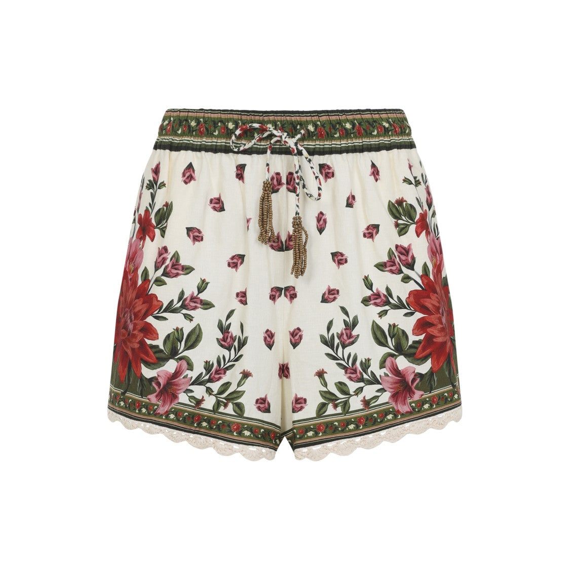 Farm Rio Floral Print Shorts With Scalloped Hem