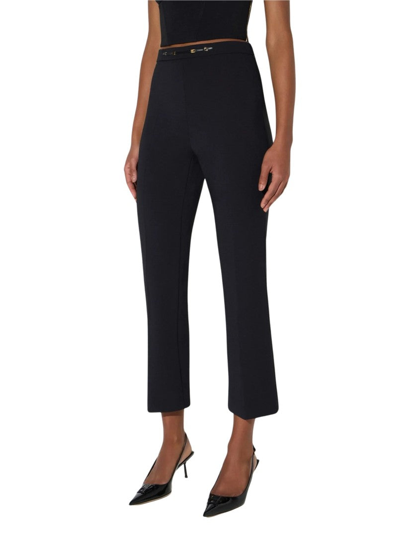 Elisabetta Franchi Cropped Tailored Pants With Glossy Belt Detail