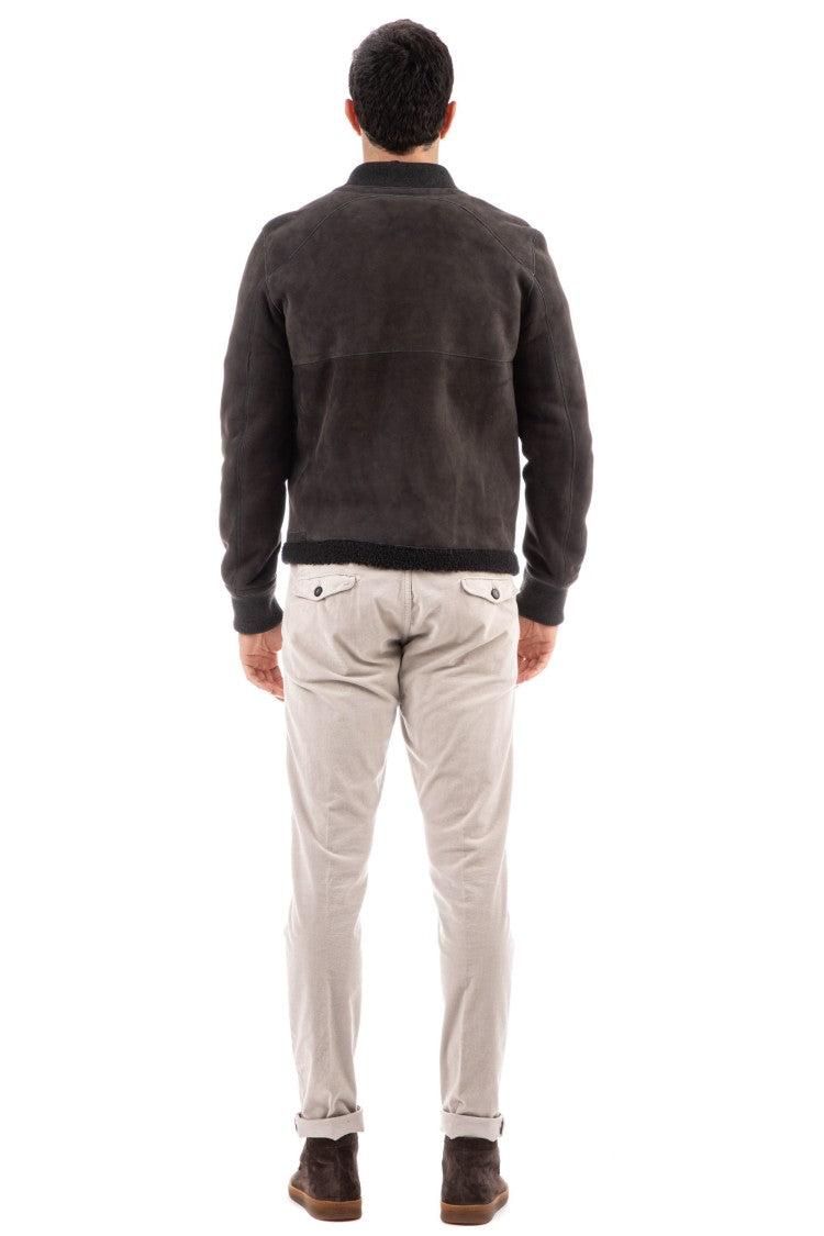Salvatore Santoro Shearling Baseball Collar Bomber