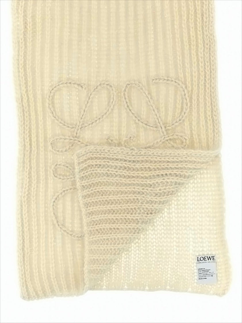 Loewe Knitted Mohair And Wool Blend Scarf With Embroidered Detail