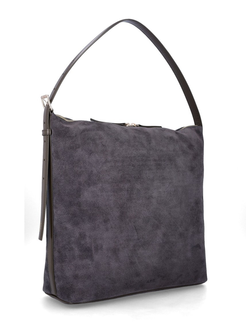 A.P.C. Sac Vera Maxi Rectangular Suede Shoulder Bag