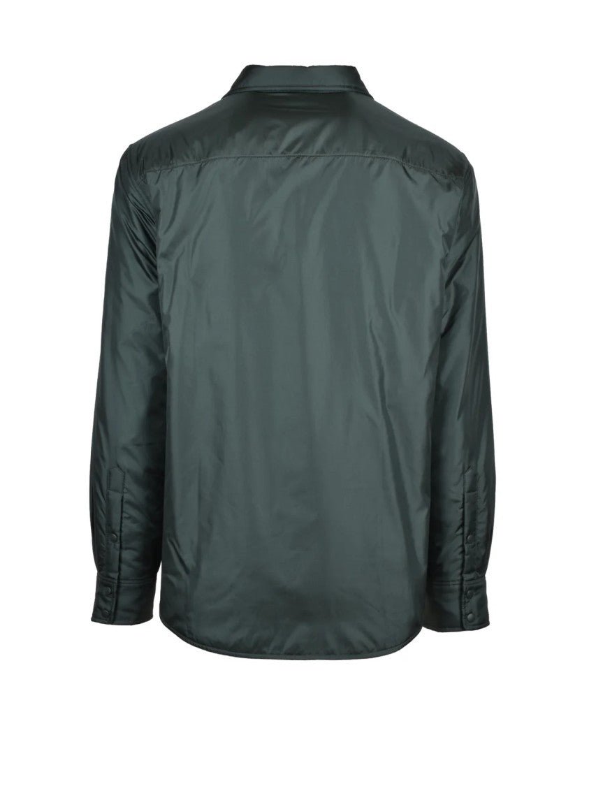 Aspesi Green Quilted Snap Button Polyamide Shirt