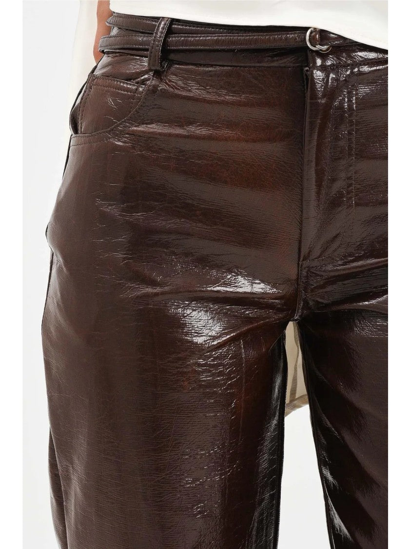Tpn Straight-Leg Trousers With Glossy Textured Finish