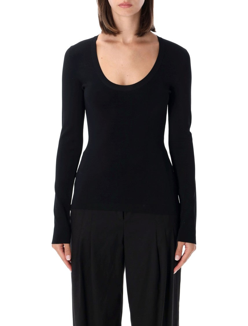 Stella Mccartney Black Elastic Knit Crewneck Top