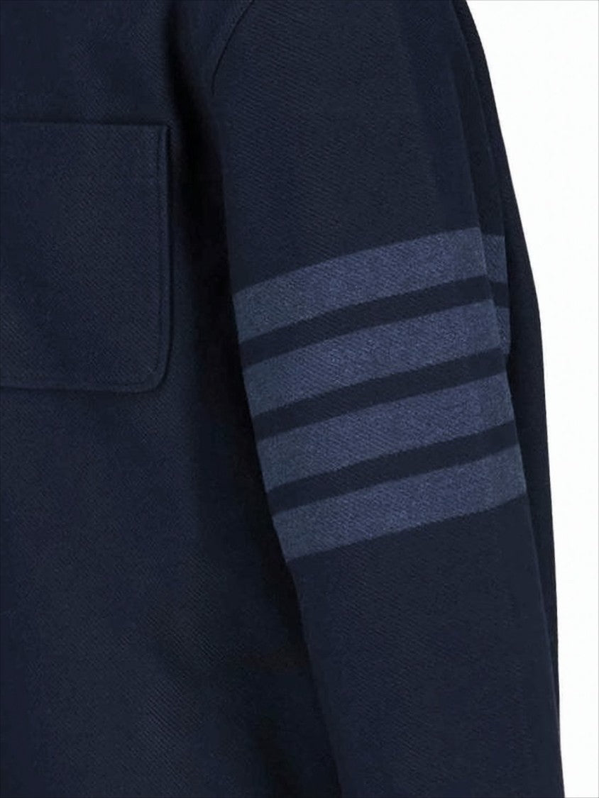 Thom Browne Striking Long-Sleeve Button-Down Shirt With Structured Silhouette