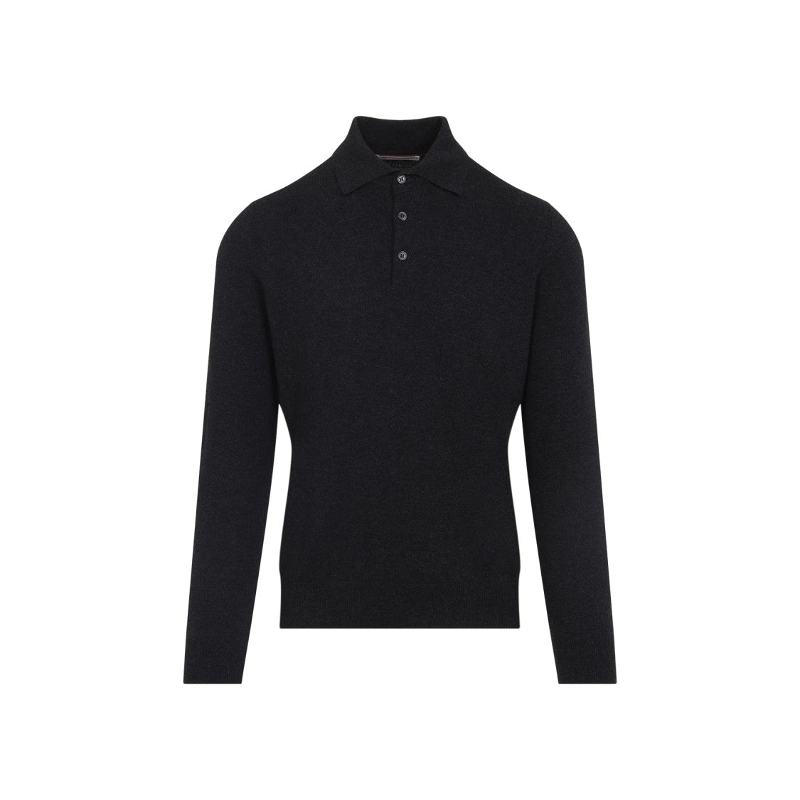 Brunello Cucinelli Grey Cashmere Ls Polo