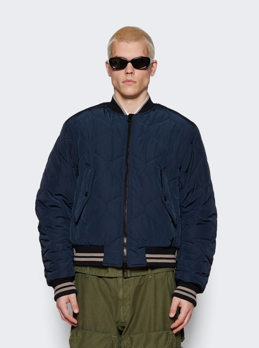 Dries Van Noten Back Zip Bomber Jacket With Quilted Texture