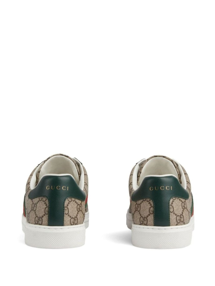 Gucci Beige And Ebony Gg Supreme Ace Trainers