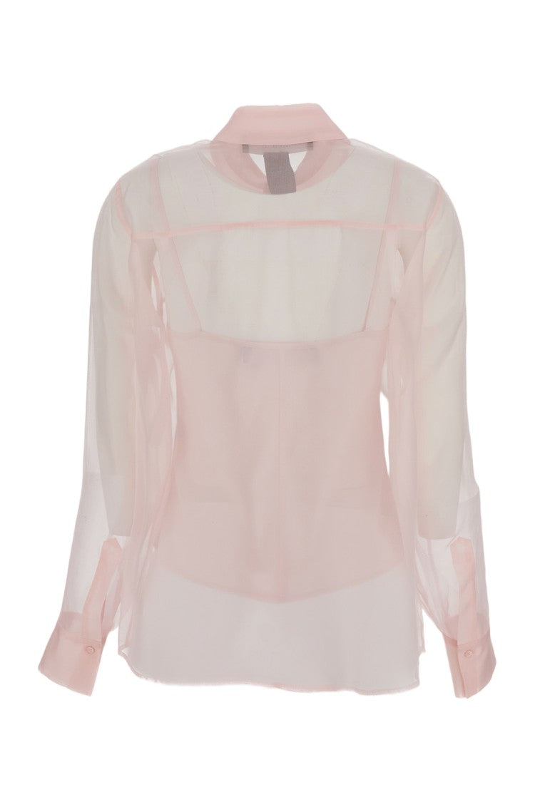 Federica Tosi Sheer Silk Organza Blouse With Pointed Collar