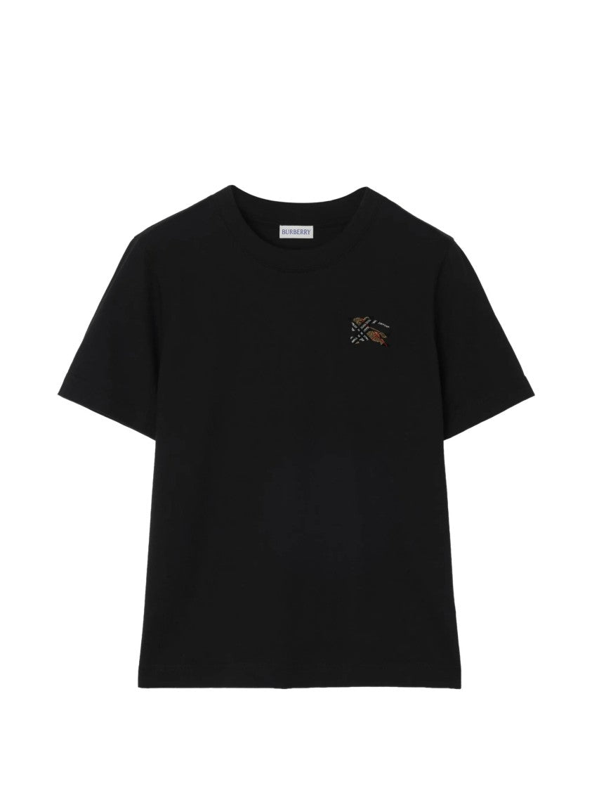 Burberry Black T-Shirt Embroidered Patch Top