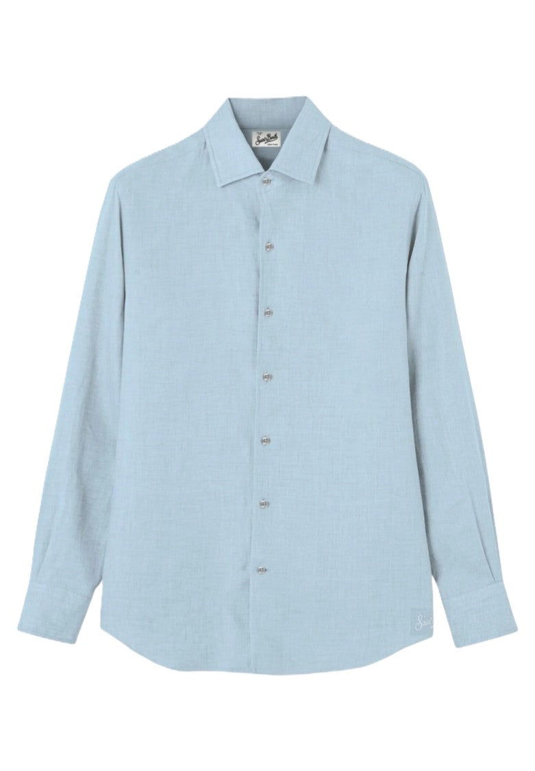 Mc2 Saint Barth Long-Sleeve Light Blue Shirt With Classic Collar