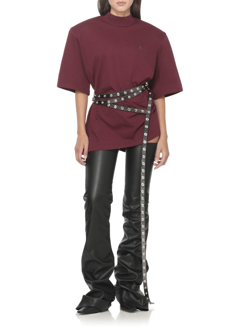 The Attico Bordeaux Cotton T-Shirt With Embroidered Logo Detail