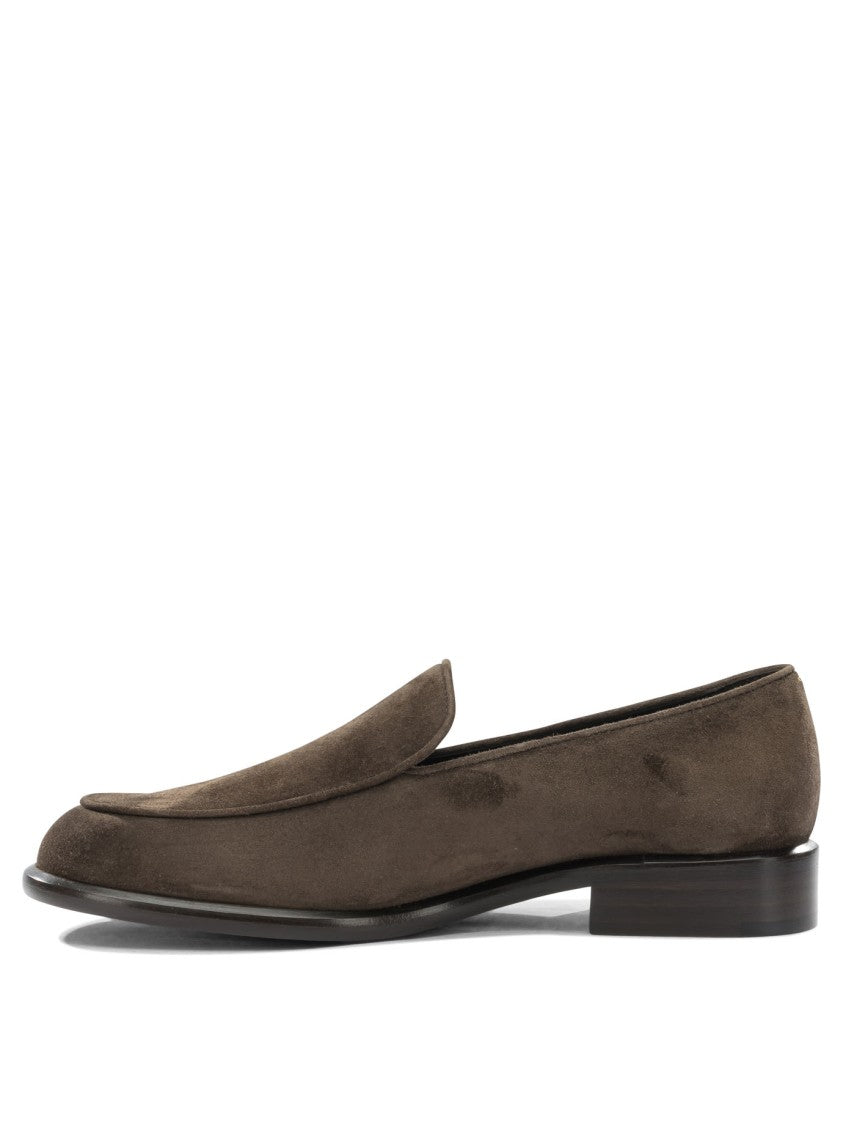 Khaite Chocolate Brown Suede Loafers