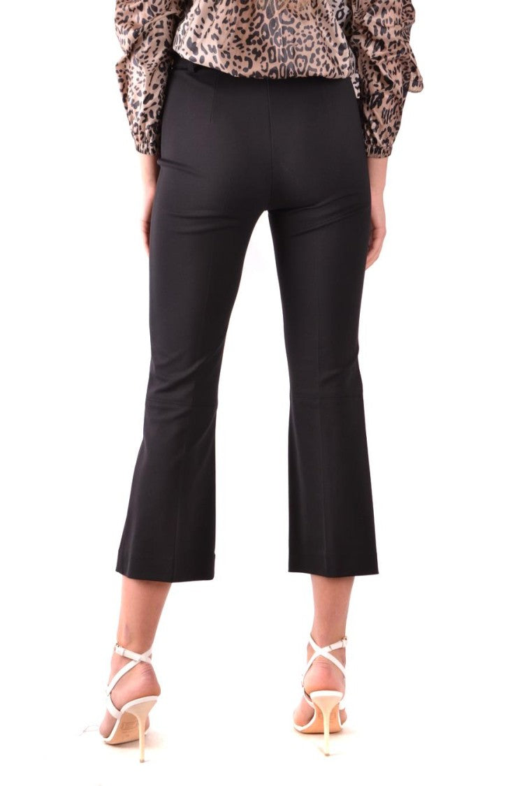 Pinko Cropped Black Trousers With Slight Flare Hem