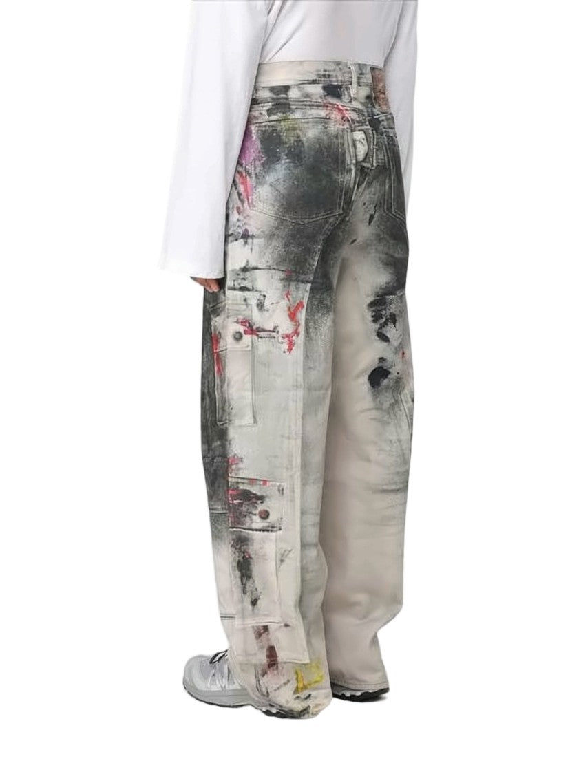 Acne Studios Paint-Splattered Loose-Fit Straight Pants With Multiple Pockets