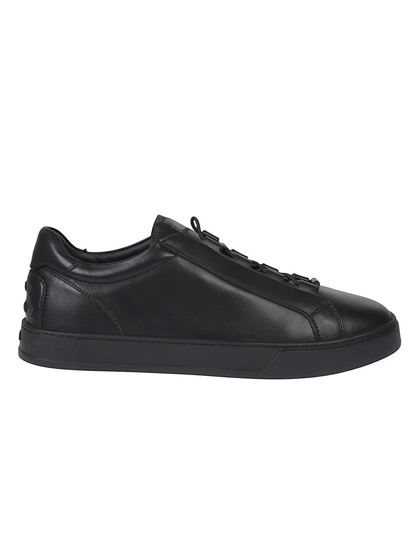 Tod's Minimalist Black Low-Top Sneakers With Elasticated Lacing
