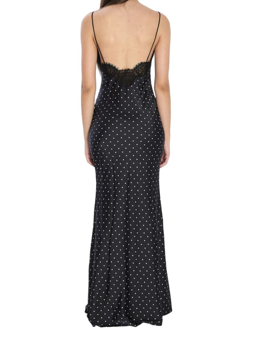 Self-Portrait Long Black And White Polka Dot Dress