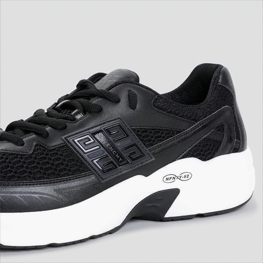 Givenchy Sleek Black Mesh And Leather Sneakers With Distinctive Logo