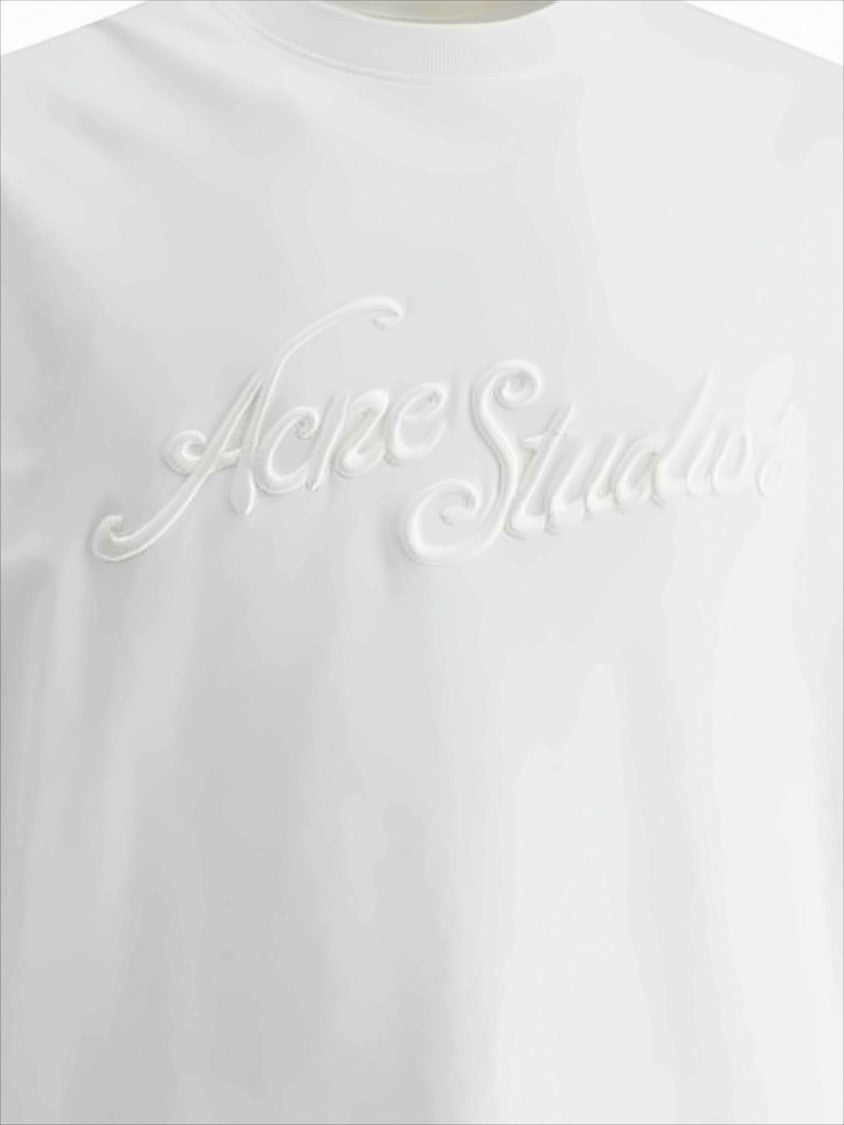 Acne Studios Relaxed Fit White Short-Sleeve T-Shirt With Embroidered Branding