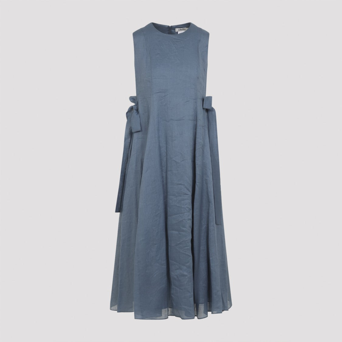 Max Mara Sleeveless A-Line Midi Dress In Ramie Fabric