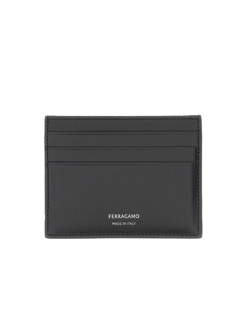 Ferragamo Rectangular Cardholder With Centered Logo And Elegant Finish